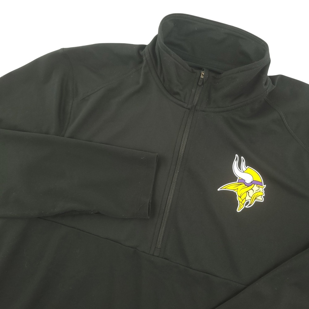 Nike Dri‎ Fit 1/4 Zip Minnesota Vikings Shirt Mens Medium Black NFL Football